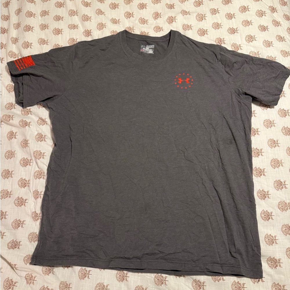 UA Freedom Gray and Red Short Sleeve Tee